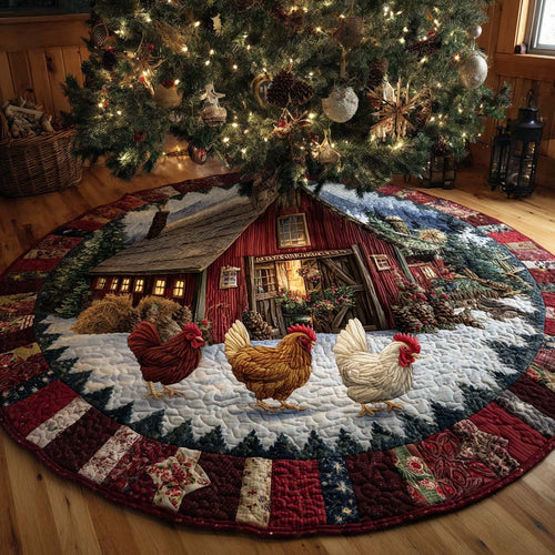 Winter Cottage Gathering Quilted Tree Skirt NCU0XD1984