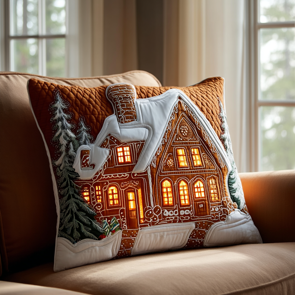 Winter Cottage Quilted Pillow Case NCU0DK11476