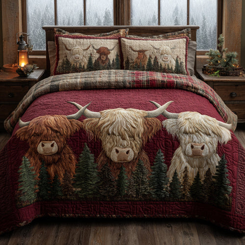 Winter Cow 3-Piece Quilted Bedding Set NCU0DV8875