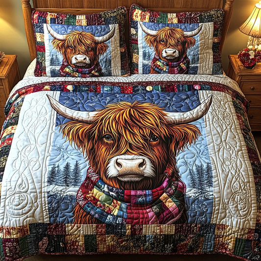 Winter Cow 3-Piece Quilted Bedding Set NCU0TL2375