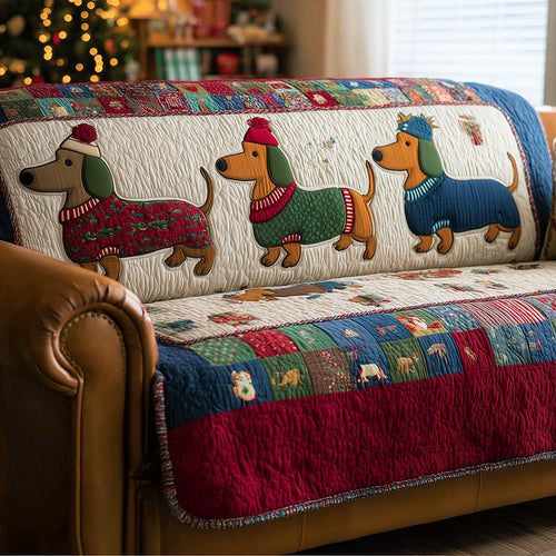 Winter Dachshund March Quilted Sofa Cover NCU0TH3710