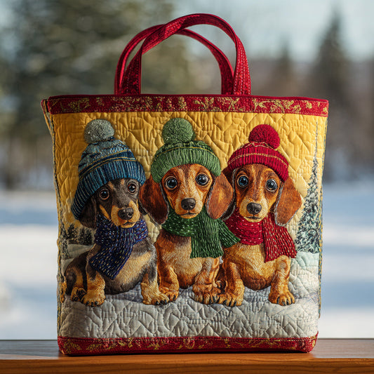 Winter Dachshund Trio Quilted Tote Bag NCU0HH200