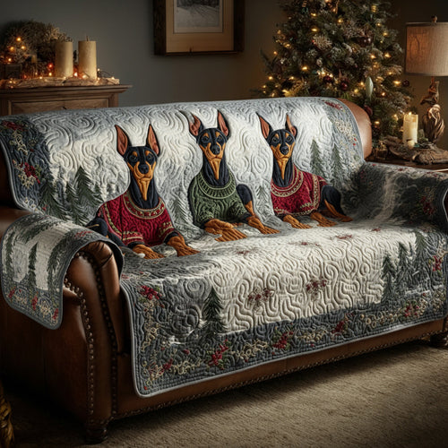 Winter Doberman Quilted Sofa Cover NCU0HH1218