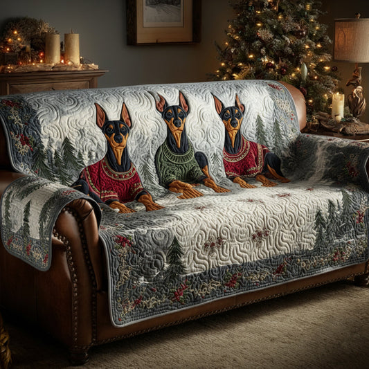 Winter Doberman Quilted Sofa Cover NCU0HH1218