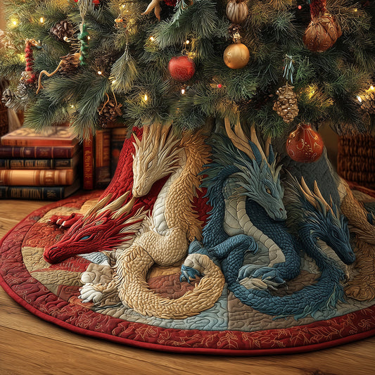 Winter Dragon Watch Christmas Quilted Tree Skirt NCU0TH3661