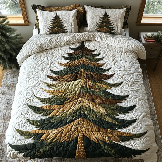Winter Evergreen Glow 3-Piece Quilted Bedding Set NCU0DV5427