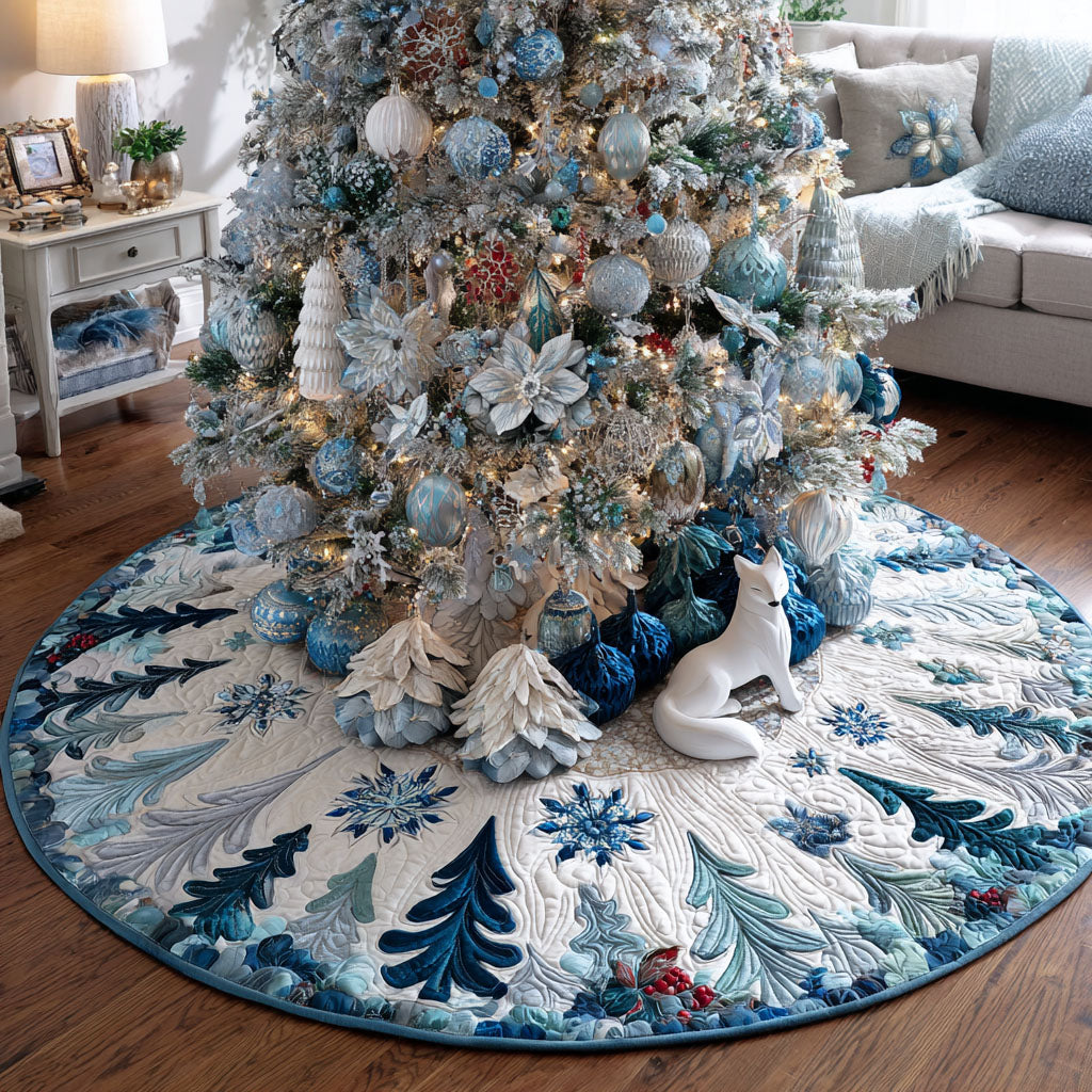 Winter Evergreens Christmas Quilted Tree Skirt NCU0PT10742