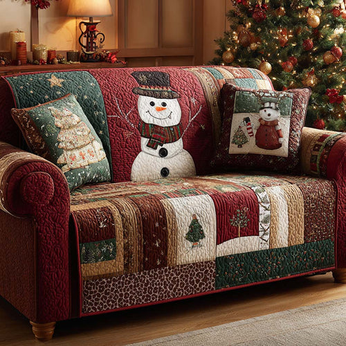 Winter Farmhouse Snowmen Quilted Sofa Cover NCU0XD2083