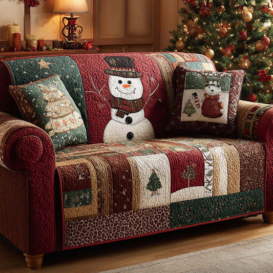 Winter Farmhouse Snowmen Quilted Sofa Cover NCU0XD2083