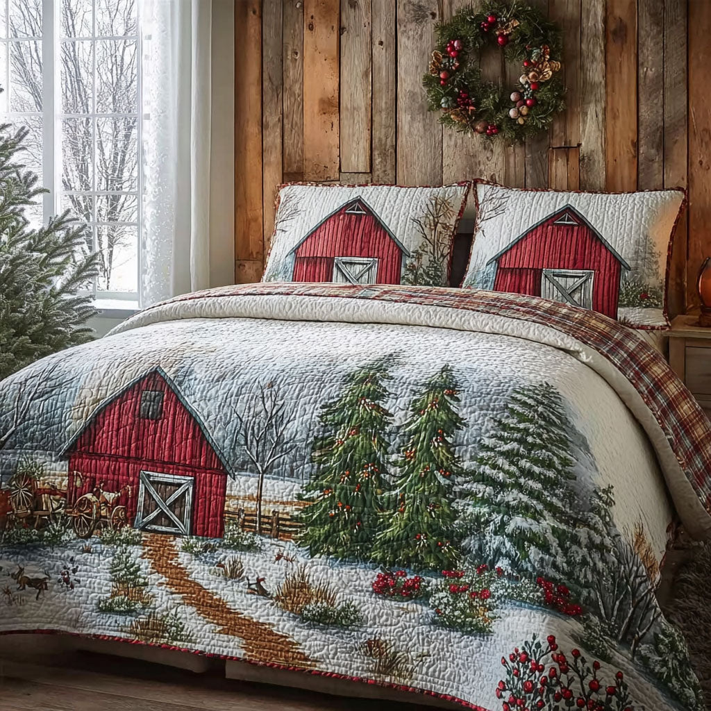 Winter Farmland 3-Piece Quilted Bedding Set NCU0PT10872