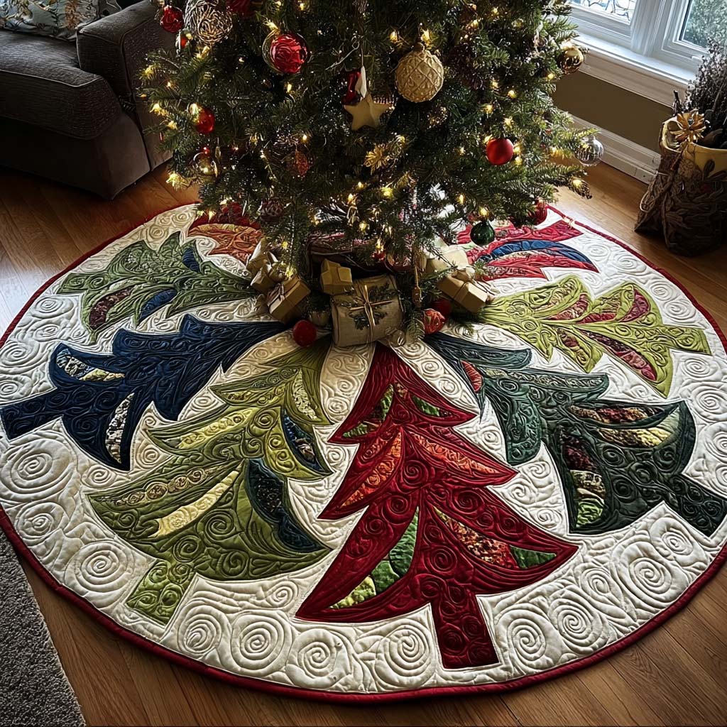 Winter Festival Christmas Quilted Tree Skirt NCU0NT11118