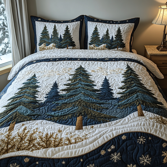 Winter Forest Bliss 3-Piece Quilted Bedding Set NCU0DV5426
