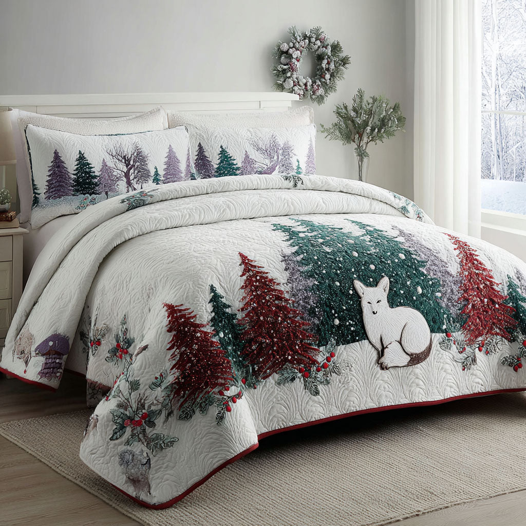Winter Forest Fox 3-Piece Quilted Bedding Set NCU0PT10686