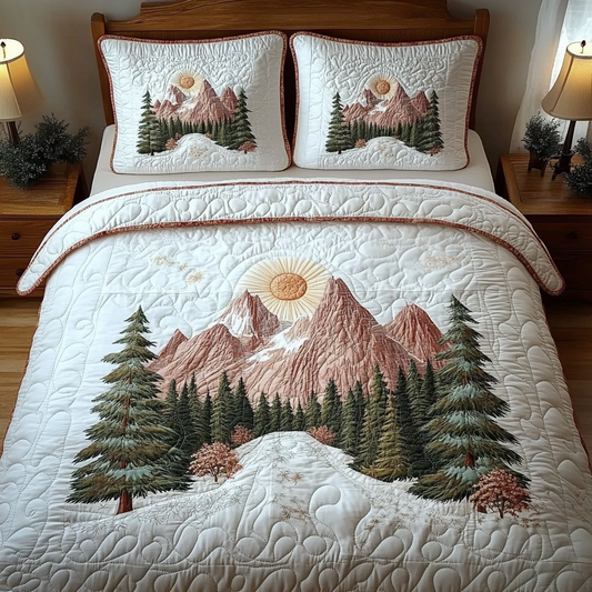 Winter Forest Tranquility 3-Piece Quilted Bedding Set NCU0DV5430