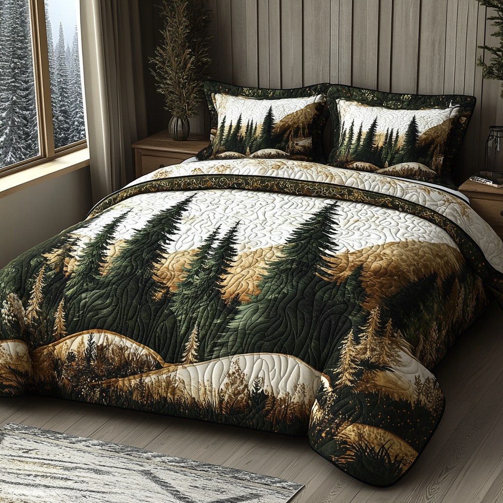 Winter Forest Wonders 3-Piece Quilted Bedding Set NCU0DV5428