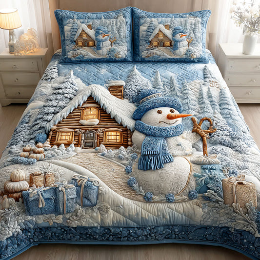 Snowmen Wonderland 3-Piece Quilted Bedding Set NCU0VT308