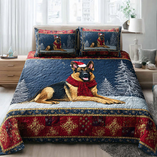 Winter German Shepherd 3-Piece Quilted Bedding Set NCU0HH482