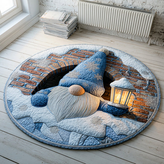 Winter Gnome Path Quilted Round Mat NCU0TD1290