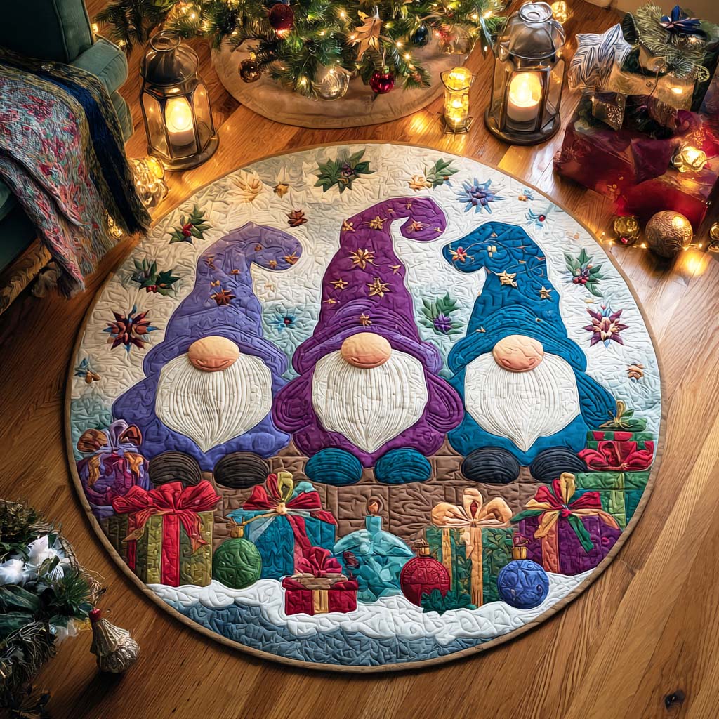Winter Gnome Quilted Round Mat NCU0TD261