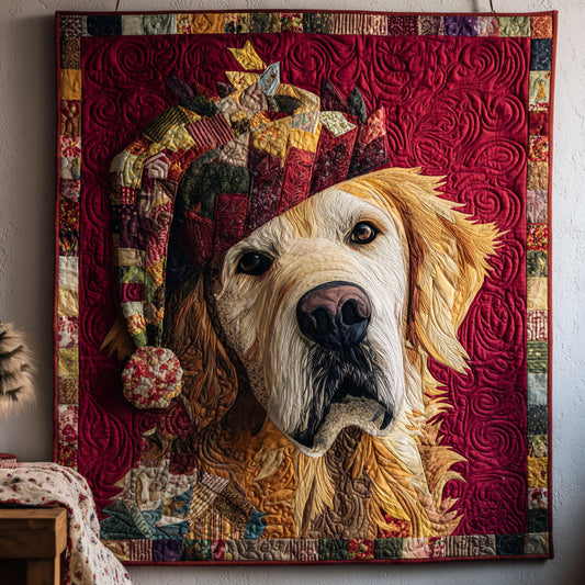 Winter Golden Retriever Quilted Blanket NCU0HH217