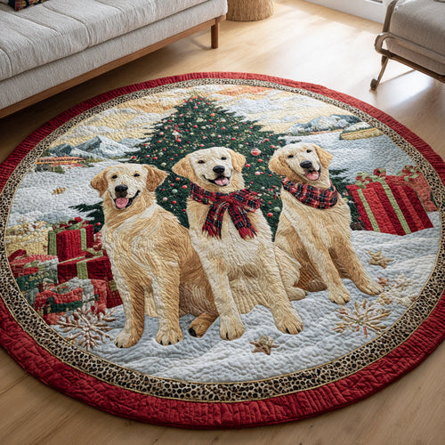 Winter Golden Retriever Quilted Round Mat NCU0HH173