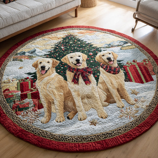 Winter Golden Retriever Quilted Round Mat NCU0HH173