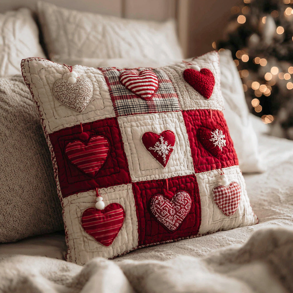Winter Heart Charm Quilted Pillow Case NCU0TD1878