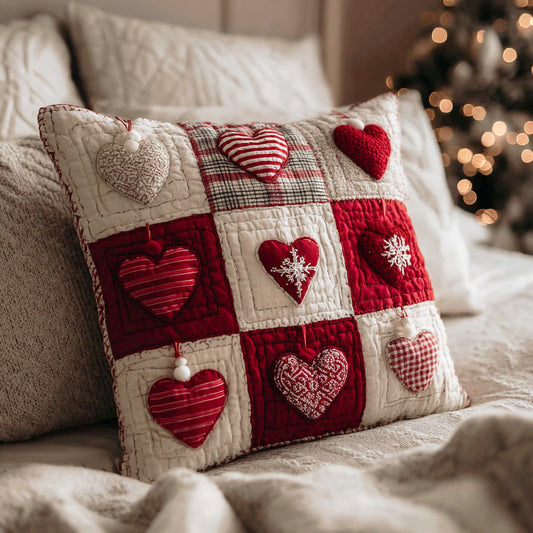 Winter Heart Charm Quilted Pillow Case NCU0TD1878