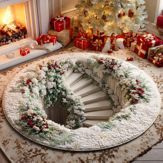 Winter Hidden Stairs Quilted Round Mat NCU0TD813