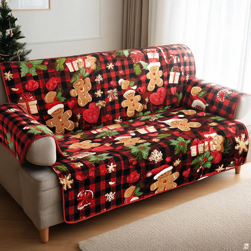 Winter Holiday Joy Quilted Sofa Cover NCU0TD1446