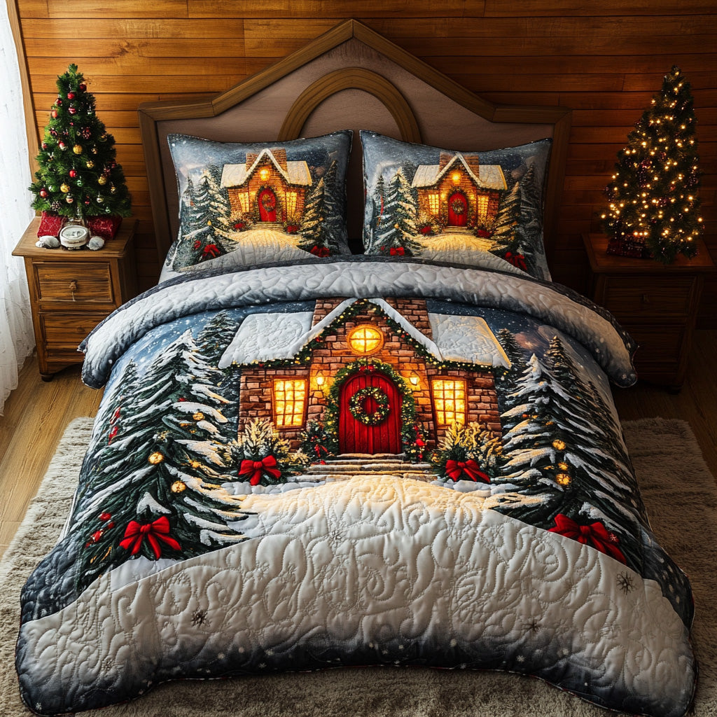 Winter Home Light 3-Piece Quilted Bedding Set NCU0VL2965
