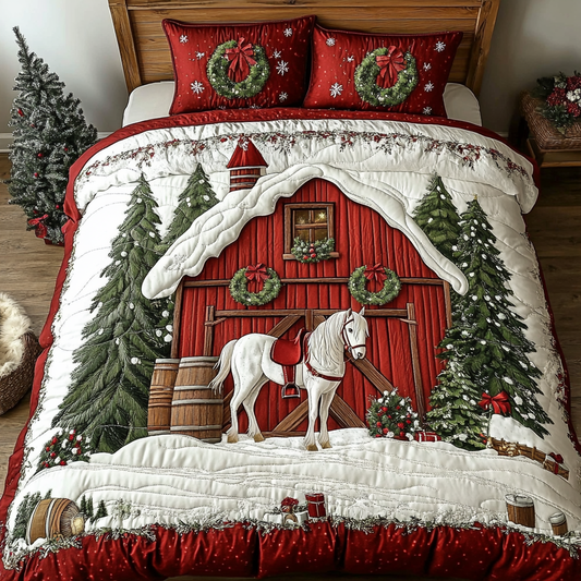 Winter Horses 3-Piece Quilted Bedding Set NCU0DK9944