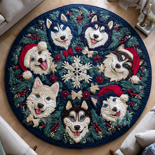 Winter Husky Quilted Round Mat NCU0HH689