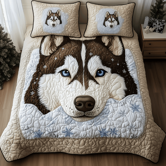 Winter Husky Snout 3-Piece Quilted Bedding Set NCU0TH2548