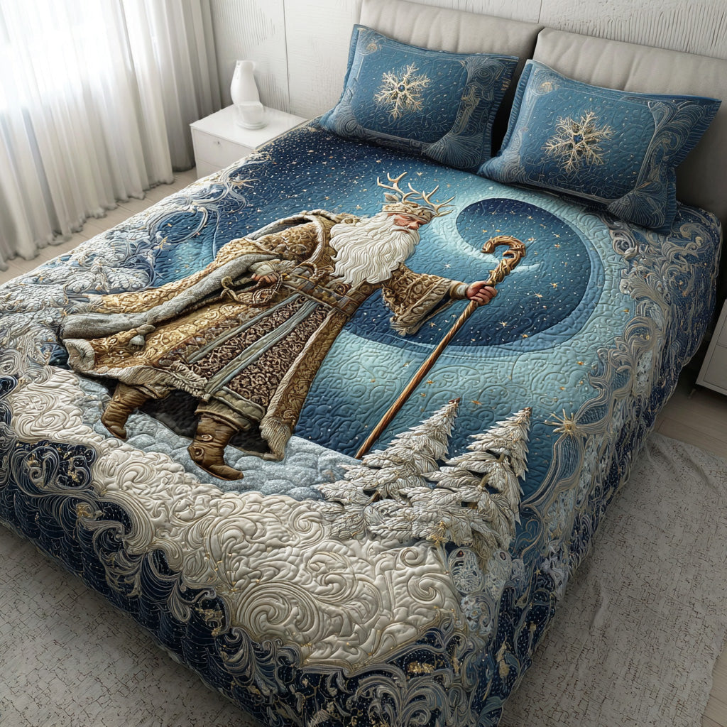 Winter Joy Santa 3-Piece Quilted Bedding Set NCU0TD1541