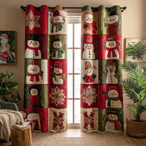 Winter Joy Snowman Quilted Curtains NCU0TD1605