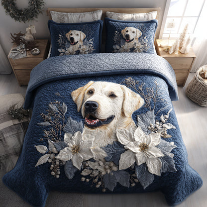 Winter Labrador Retriever 3-Piece Quilted Bedding Set NCU0HH390