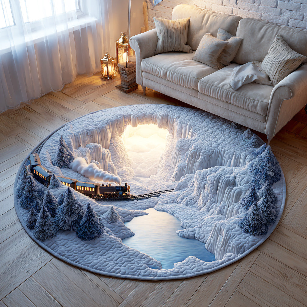 Holiday Train Quilted Round Mat NCU0VT334