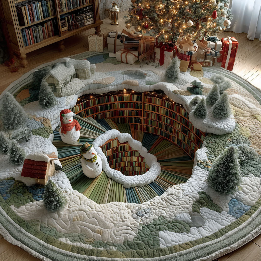 Winter Library Quilted Round Mat NCU0PT10446
