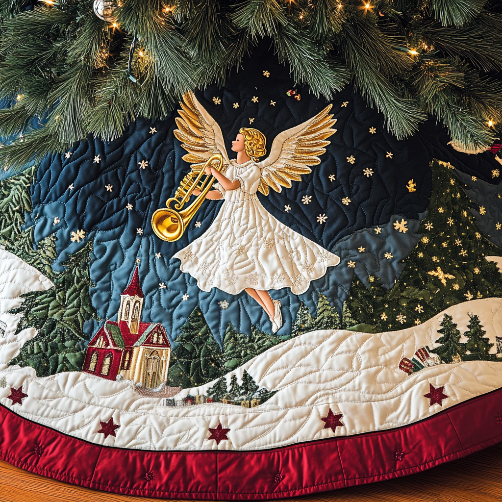 Winter Melody Christmas Quilted Tree Skirt NCU0VH1054
