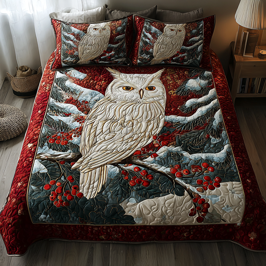 Winter Owl 3-Piece Quilted Bedding Set NCU0DK10479