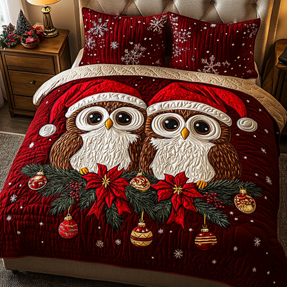 Winter Owl 3-Piece Quilted Bedding Set NCU0DK11160