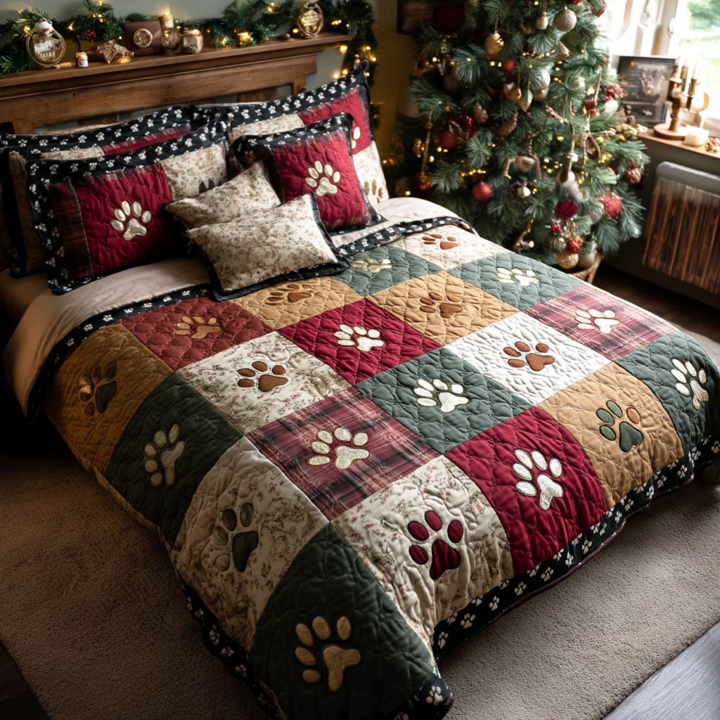 Winter Paws 3-Piece Quilted Bedding Set NCU0TV1139