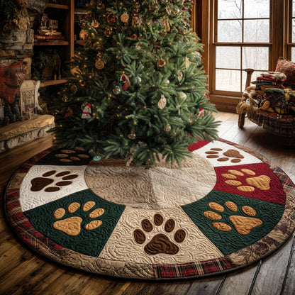 Winter Pawsteps Christmas Quilted Tree Skirt NCU0DV8657