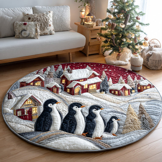 Winter Penguin Parade Quilted Round Mat NCU0TD1782