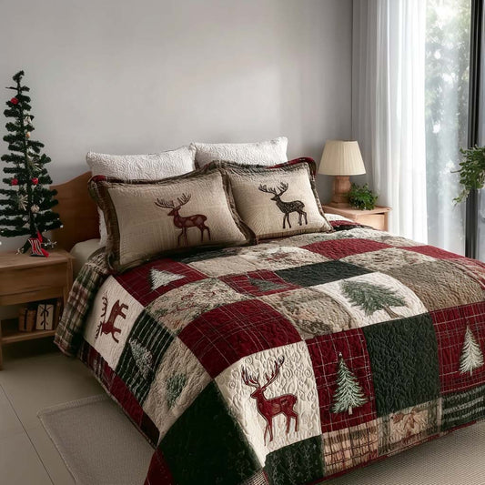 Winter Pine Dreams 3-Piece Quilted Bedding Set NCU0NT11163