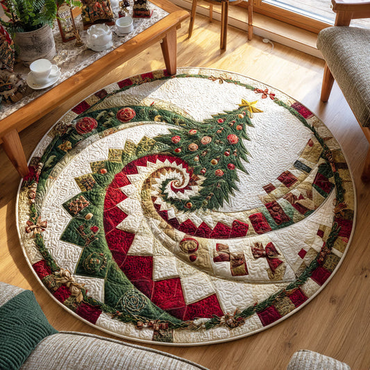 Winter Pine Quilted Round Mat NCU0TD332