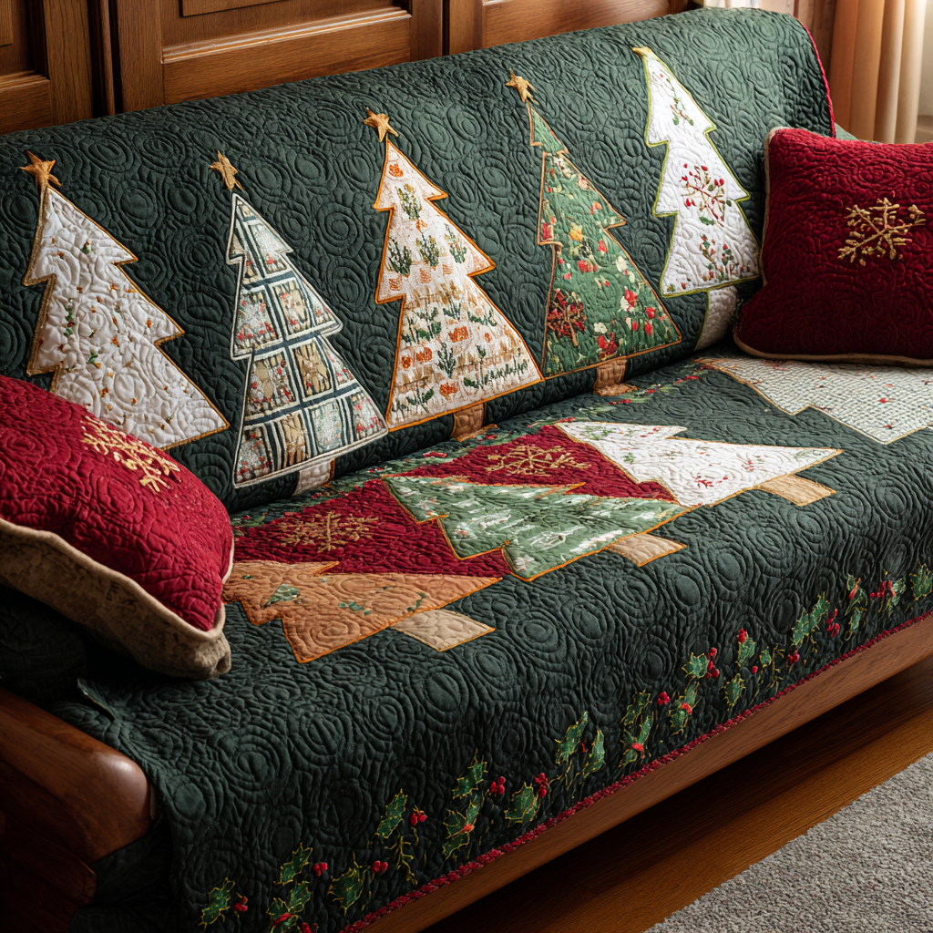 Winter Pines Quilted Sofa Cover NCU0DK10807