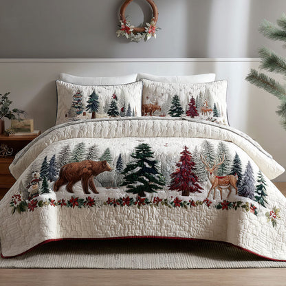 Winter Pinescape 3-Piece Quilted Bedding Set NCU0PT10688
