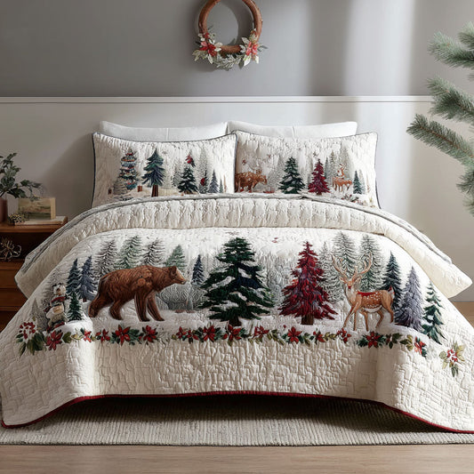 Winter Pinescape 3-Piece Quilted Bedding Set NCU0PT10688